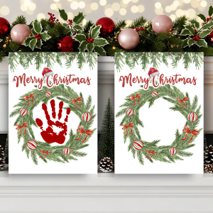 Christmas wreath handprint craft